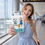 Personalised Travel Cartoon Character World Map Luggage Tag Passport Holder Set with Name Birthday Gift for Travel Lovers
