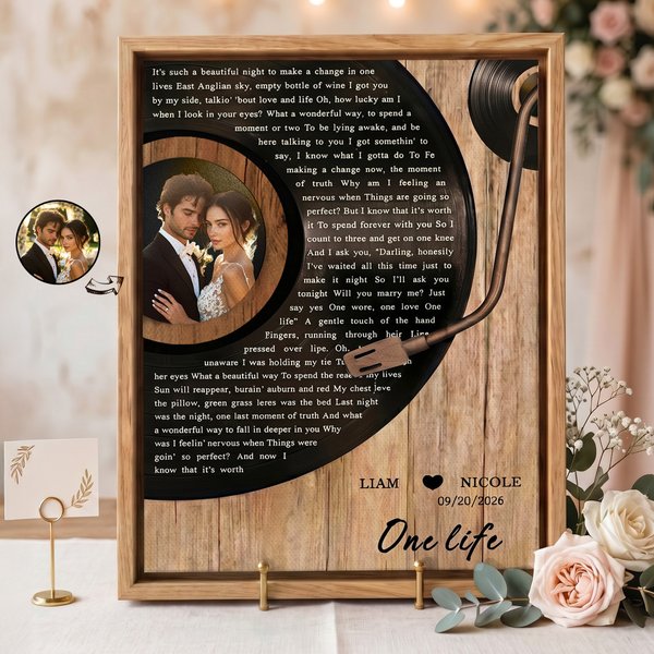 Personalised Vinyl Record Song Lyrics Print Photo Giclee Canvas Prints Home Decor Anniversary Wedding Gift for Newlyweds Couple