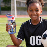 Personalized Cartoon Black Soccer Kid Design 16 oz Water Bottle with Straw and Name Daily Use Birthday Back to School Gift for Kid Boy Girl