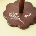 Personalized Retro Style Birth Flower Name Wooden Yarn Spinner with Wristband and Strap Crochet Accessory Birthday Gift for Mother Grandma Craft Lover