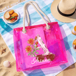 Personalized Imitation Diamond Birth Flower Tote Bag with Name and Initial Bachelorette Party Birthday Gift for Women Girls