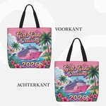 Gepersonaliseerde Girls Gone Cruising set met totebag en bagagelabel met jaar en naam voor op reis vakantie of verjaardagscadeau voor beste vriendin