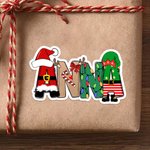 Personalized Santa Colored Lights Letter Waterproof Stickers Initial Name Labels for DIY Gift Decoration Cute Christmas Festival Party Favors for Kids