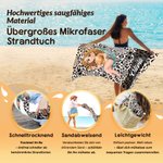 Personalisiertes Leopardenmuster Strandtuch mit Cartoon-Figur & Namen | sandabweisend | schnelltrocknend | Badetuch | Sommerurlaub Geschenk für Frauen