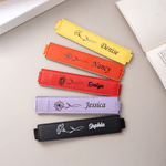 Personalized Birth Flower Name Multicolour PU Leather Bookmark Band with Pen Pocket Reading Accessory Book Club Birthday Gift for Bookworms