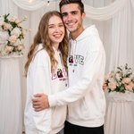 Personalised Multicolour Embroidered Style Love Photo T-shirt Sweatshirt Hoodie with Year Daily Wear Wedding Birthday Gift for Couples Besties