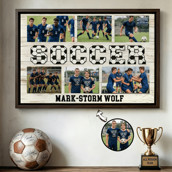 Personalised Ball Sports Theme Photo Large Canvas Prints with Team Name Home Decor Ship from USA Birthday Gift for Athlete Sport Coach