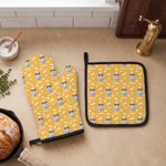 Personalized Cute Dog Cat Photo Heat Resistant Glove Pot Holder Set with Name Kitchen Birthday Gift for Cooking or Pet Lovers