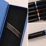 Personalized Red Blue Line Engraved .308 Bullet Shaped Ballpoint Pen with Clip Ink Refill Gift for Men Policeman Military Legal Officer