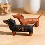 Personalised Funny Dachshund Dog Wooden Figurine Ornament with Name Home Desk Decor Adoption Day Birthday Gift for Dachshund Lovers