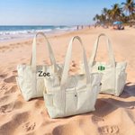 Personalized Embroidered Name and Monogram Cotton Canvas Tote Bag with Multi-Pocket Daily Use Bachelorette Party Teacher's Day Gift For Her