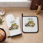 Personalized Easter Bunny Set of 2 Glove and Pot Holder with Name Kitchen Essentials Easter Gift for Family Cooking Lovers