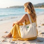 Personalized Embroidered Name and Monogram Cotton Canvas Tote Bag with Multi-Pocket Daily Use Bachelorette Party Teacher's Day Gift For Her