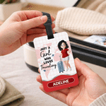 Personalised Multicolour Cartoon Character Luggage Tag with Name and Text Travel Accessory Birthday Gift for Family Friends