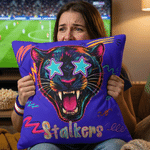 Personalized Multicolor Neon Mascot Throw Pillow Cover with Team Name Dorm Decor Game Day Back to School Gift for Students Coaches Sports Fans