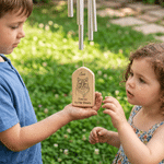 Personalized Line Drawing Photo Wooden Wind Chime with Name and Text Memorial Sympathy Pet Loss Gift for Pet Owner Pet Lover