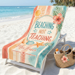 Personalised Colourful Beaching Not Teaching Oversized Quick Dry Beach Towel with Text Travel Essentials Summer Holiday Party Gift for Teacher
