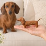 Personalised Funny Dachshund Dog Wooden Figurine Ornament with Name Home Desk Decor Adoption Day Birthday Gift for Dachshund Lovers
