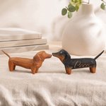 Personalised Funny Dachshund Dog Wooden Figurine Ornament with Name Home Desk Decor Adoption Day Birthday Gift for Dachshund Lovers