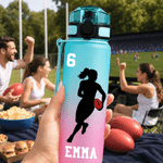 Personalized Cartoon AFL Player Silhouette 32 oz Water Bottle with Name and Number Outdoor Activities Birthday Game Day Gift for AFL Enthusiast Friend