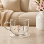 Personalized Constellation Birth Flower 16 oz Clear Glass Cup with Handle and Name Mother's Day Birthday Gift for Woman Mom Grandmother