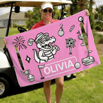 Personalized Cartoon Crocodile Golf Cart Seat Cover with Name Daily Use Golf Club Birthday Gift for Golfers Golf Lovers