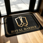Personalized Hairdressing Element Badge Design Doormat with Text Hair Salon Workshop Opening Gift for Barber