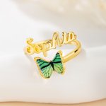 Personalised Birth Butterfly Sterling Silver Ring with Name Minimalist Jewellery Birthday Anniversary Gift for Bestie Bridesmaid