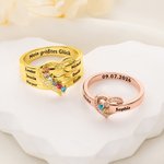 Personalisierter Herz Ring mit 1-8 Geburtssteinen und Namen Gravur Sterling Silber Geburtstag Muttertag Geschenk für Damen