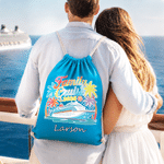 Personalized Family Cruise Coconut Tree Drawstring Bag with Name and Year Beach Party Summer Cruise Vacation Travel Birthday Gift for Kids Family