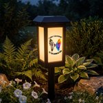 Personalised Colourful Wing Paw Print Pet Photo Solar Garden Light with Name and Text Memorial Gift for Pet Owners