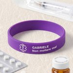 Braccialetto salvavita personalizzato in silicone impermeabile con testo inciso - Regalo per diabetici, allergici e autistici