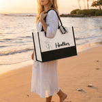 Personalised Birth Flower Large Tote Bag Portable Makeup Bag with Name Travel Accessories Birthday Gift for Women