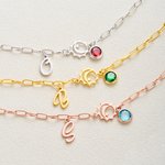 Personalised Sun Moon Star Birthstone Exquisite Bracelet with Initial Anniversary Birthday Gift for Woman Mum