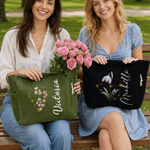 Personalized Constellation Birth Flower Large Capacity Corduroy Tote Bag with Name Daily Use Birthday Gift for Women