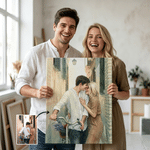 Toile personnalisée avec photo - Effect peinture aquarelle romantique - Cadeau de mariage ou d'anniversaire pour couple