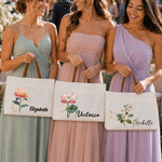 Personalized Constellation  Birth Flower Canvas Tote Bag with Name Daily Use Mother's Day Birthday Gift for Woman Mom Grandmother