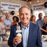 Personalised Fun Face Photo Retired Party Hat Theme Cupcake Topper with Text Cake Decoration Retirement Party Gift for Retiree Colleague