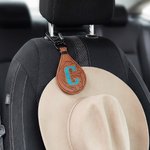 Personalized Hand Embossed Retro Floral Letter PU Leather Magnetic Hat Holder with Carabiner Daily Use Travel Birthday Gift for Man Outdoor Enthusiast