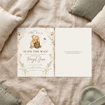 Personalized Classic Winnie the Pooh Floral Invitation Card with Name Time and Venue Baby Shower Gender Reveal Party Gift for New Mom New Parents