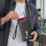 Personalizowane etui na paszport z PU skóry z paskiem imieniem i postacią świetny urodzinowy prezent dla miłośników podróży