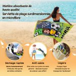 Serviette de plage personnalisée avec nom et personnage de dessin animé - Cadeau d'anniversaire pour les amateurs de football