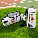 Personalized Basketball Soccer Cartoon Character Insulated Beer Cooler Bag with Name and Number Daily Use Birthday Sports Gift for Friend Sport Lover