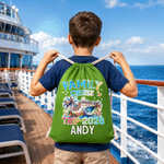 Personalized Family Cruise Coconut Tree Drawstring Bag with Name and Year Beach Party Summer Cruise Vacation Travel Birthday Gift for Kids Family