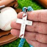 Personalised Sport Rhinestone Beaded Baseball Cross Magnetic Necklace with Name and Number Game Day Birthday Gift for Baseball Lovers