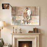 Toile personnalisée avec photo - Effect peinture aquarelle romantique - Cadeau de mariage ou d'anniversaire pour couple