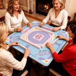 Personalized Charleston Rule Design Non-Slip Mahjong Mat with Letter and Storage Bag Mahjong Club Night Birthday Gift for Mahjong Lovers