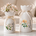 Personalised Constellation Birth Flower Ceramic Vase with Name Home Decor Birthday Gift for Mum Gran Female Friend