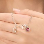 Personalised Sun Moon Star Birthstone Exquisite Bracelet with Initial Anniversary Birthday Gift for Woman Mum