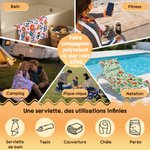 Serviette de plage personnalisée avec nom - Motif floral folk aux couleurs vives - Cadeau de vacances pour femme